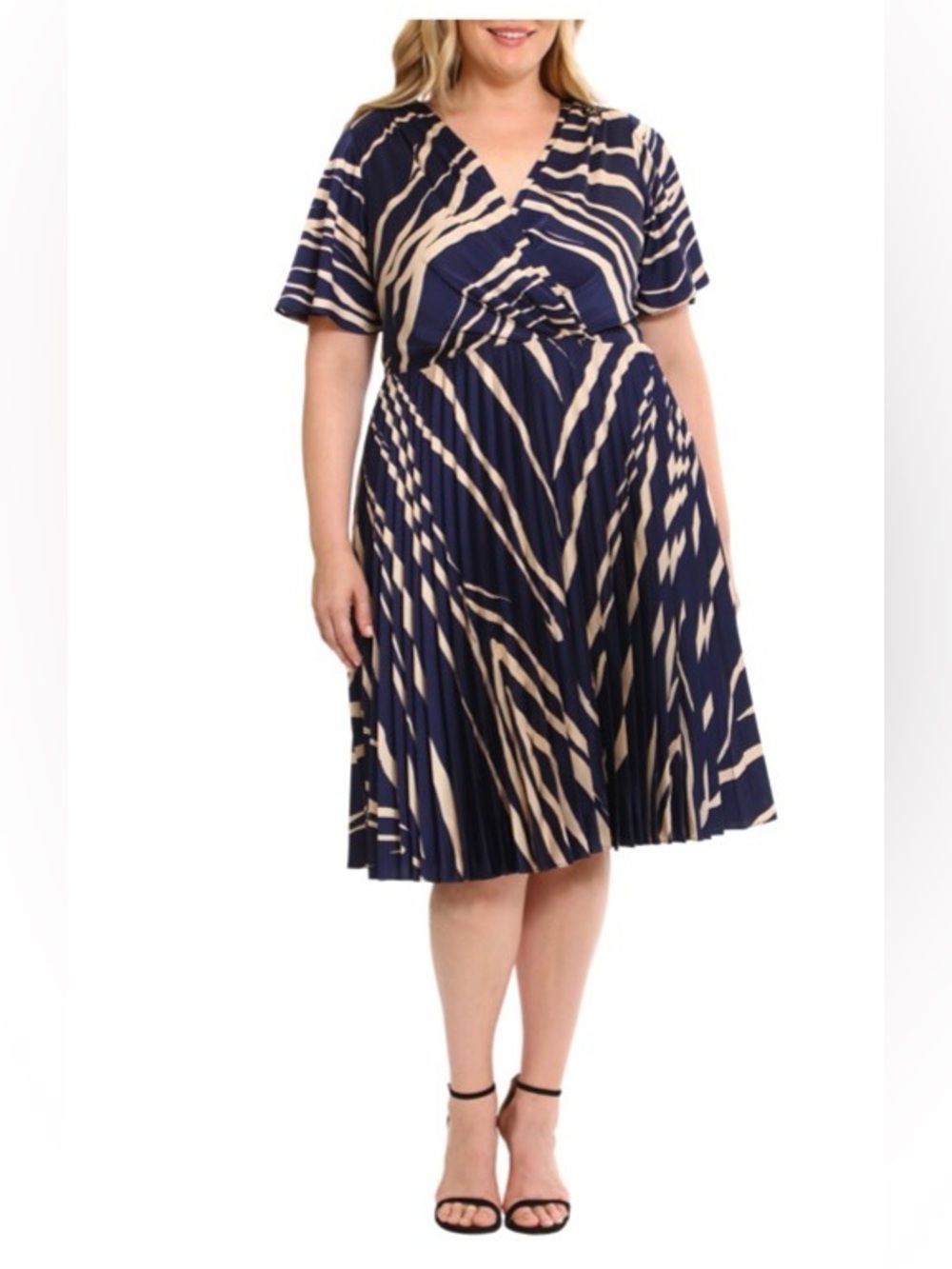 Maggy London blue & cream dress